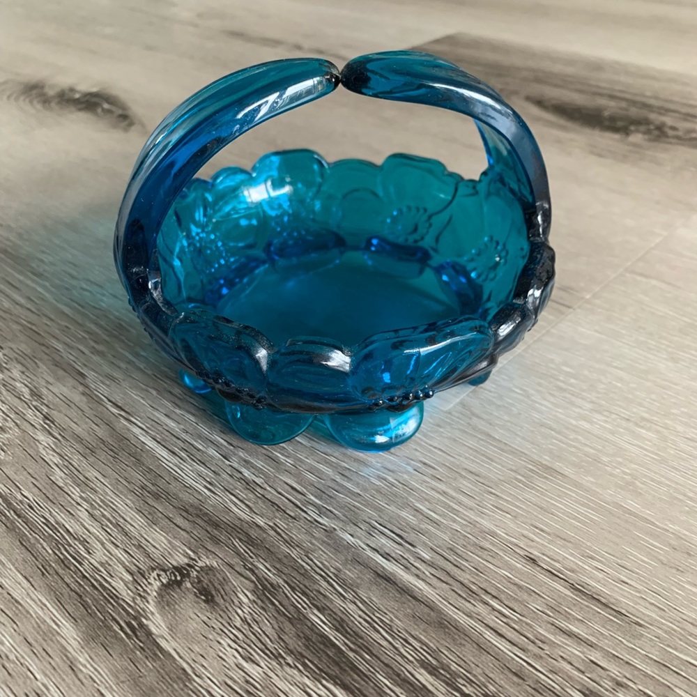 Glass Ashtray/Basket/Home Decor Organizer, Blue Color